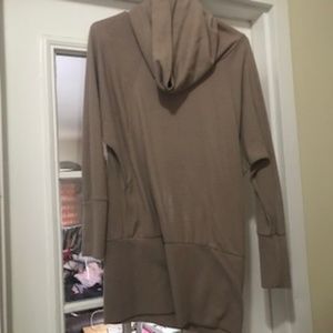 Tan Cowl Neck Sweater Dress